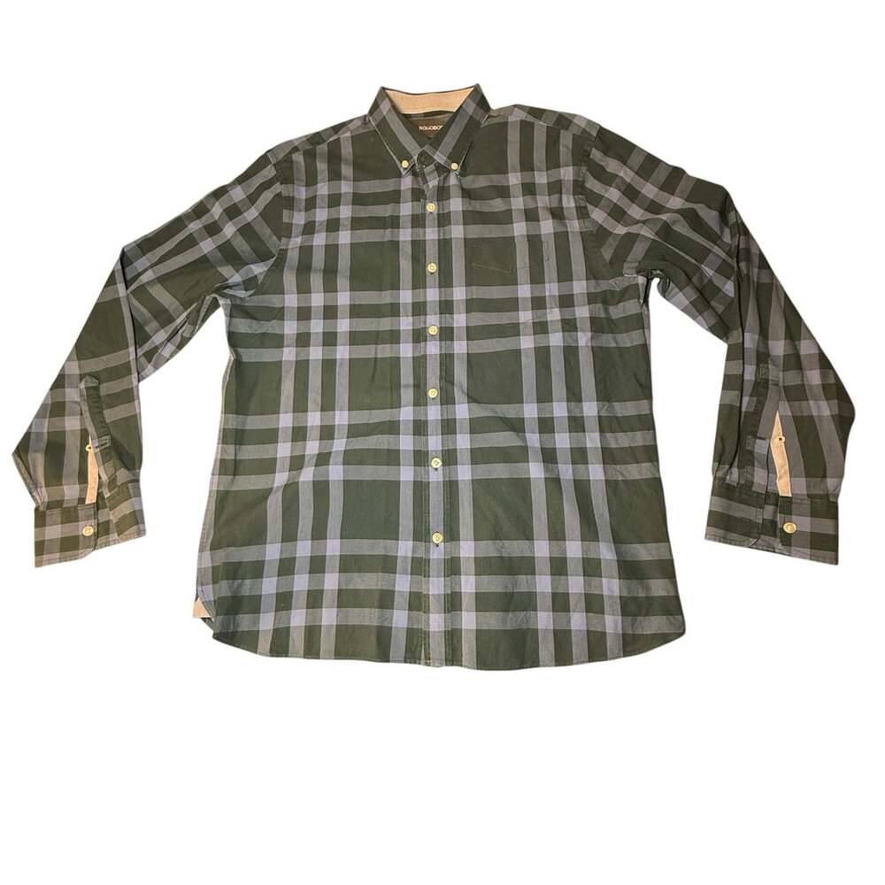 Bonobos Dark Blur Plaid Long Sleeve Button Down Shirt Size Large